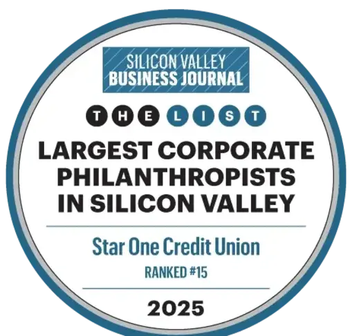 a white circle with blue text and black text