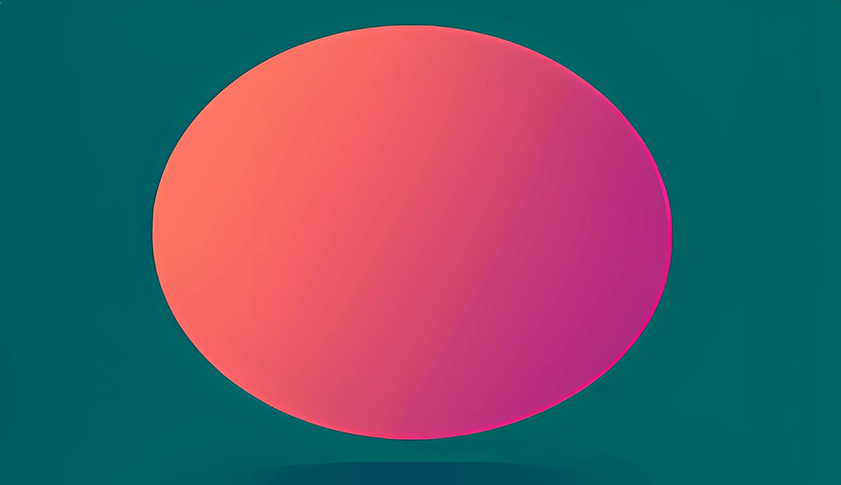 a pink and orange oval on a green background