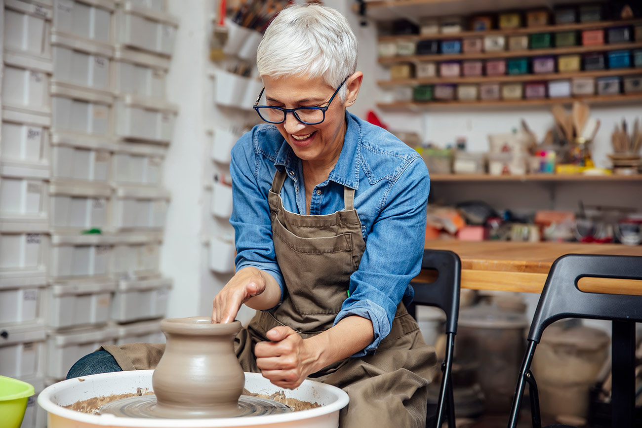 woman with pottery wheel